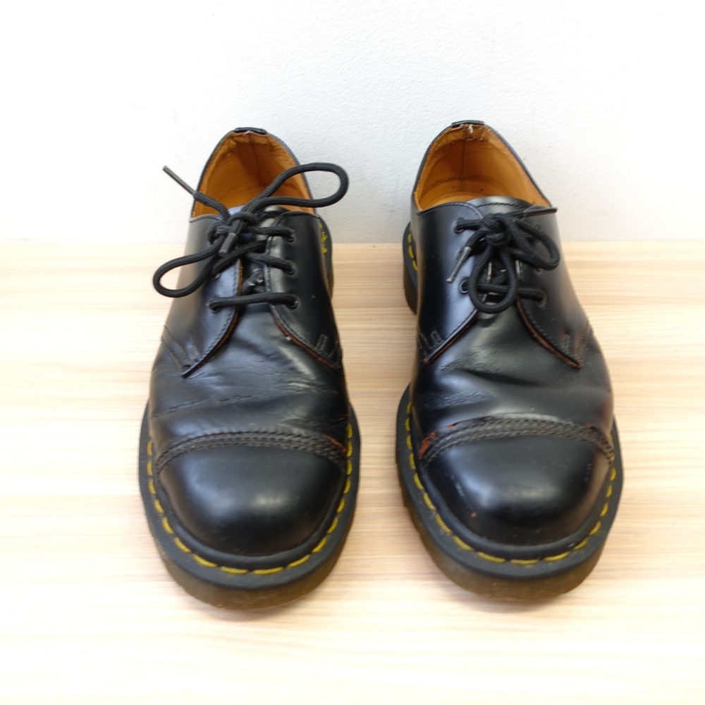 Vintage DR MARTENS Oxford Shoes Womens 9 Black 1461 Cap Toe Lug Sole ENGLAND 7
